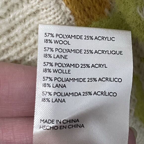 FREE PEOPLE Bloom Cardi Sweater Size Small Floral Ivory Yellow Bold Boho Chic - Picture 6 of 8